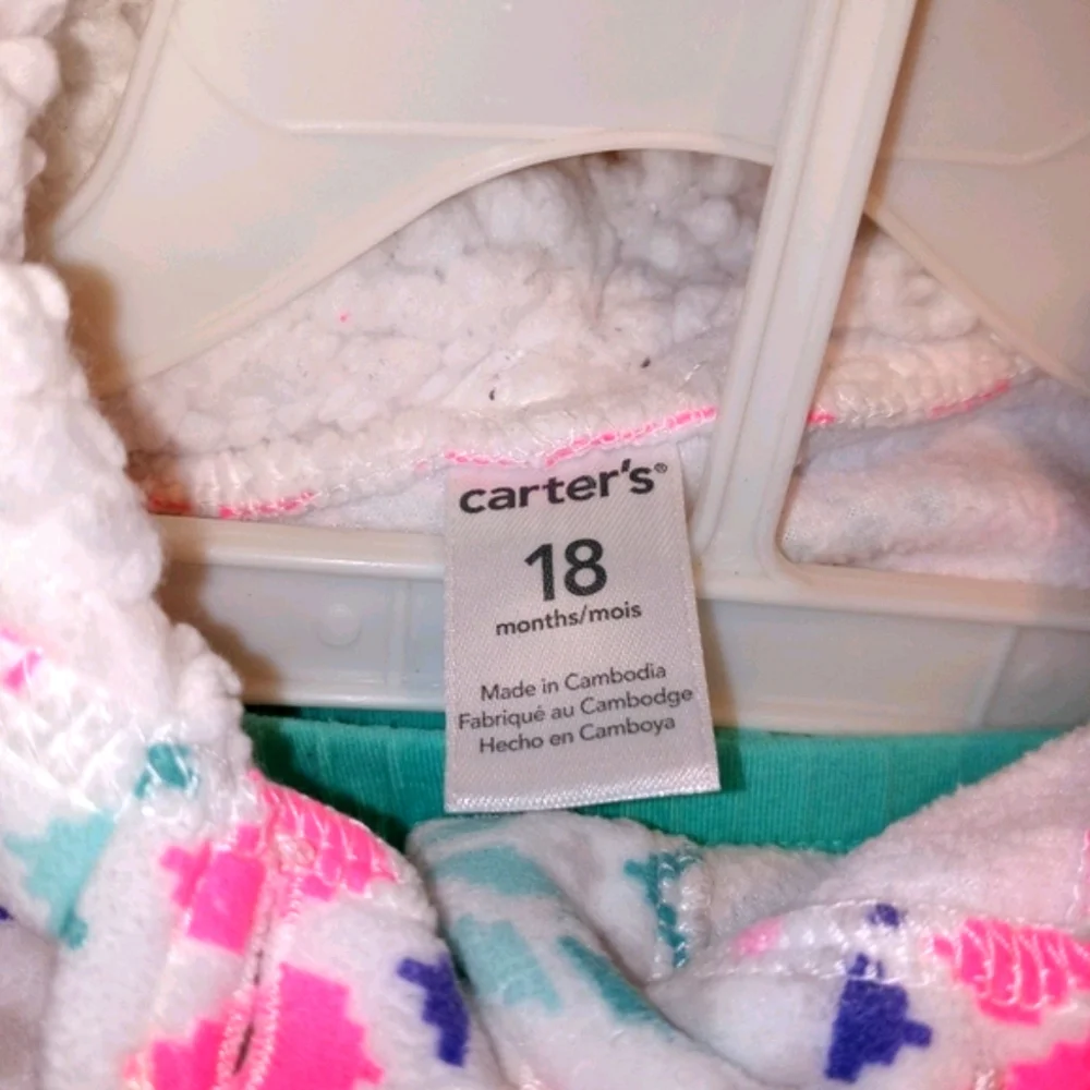 2 Piece Carter's Snowflake Hoodie Sweater Set with Pants Size 18 Months